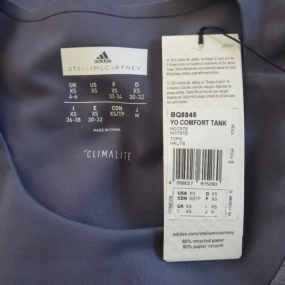New Adidas by Stella McCartney Yoga Comfort Tank Top In Night Steel NWT Size XS - Picture 7 of 12